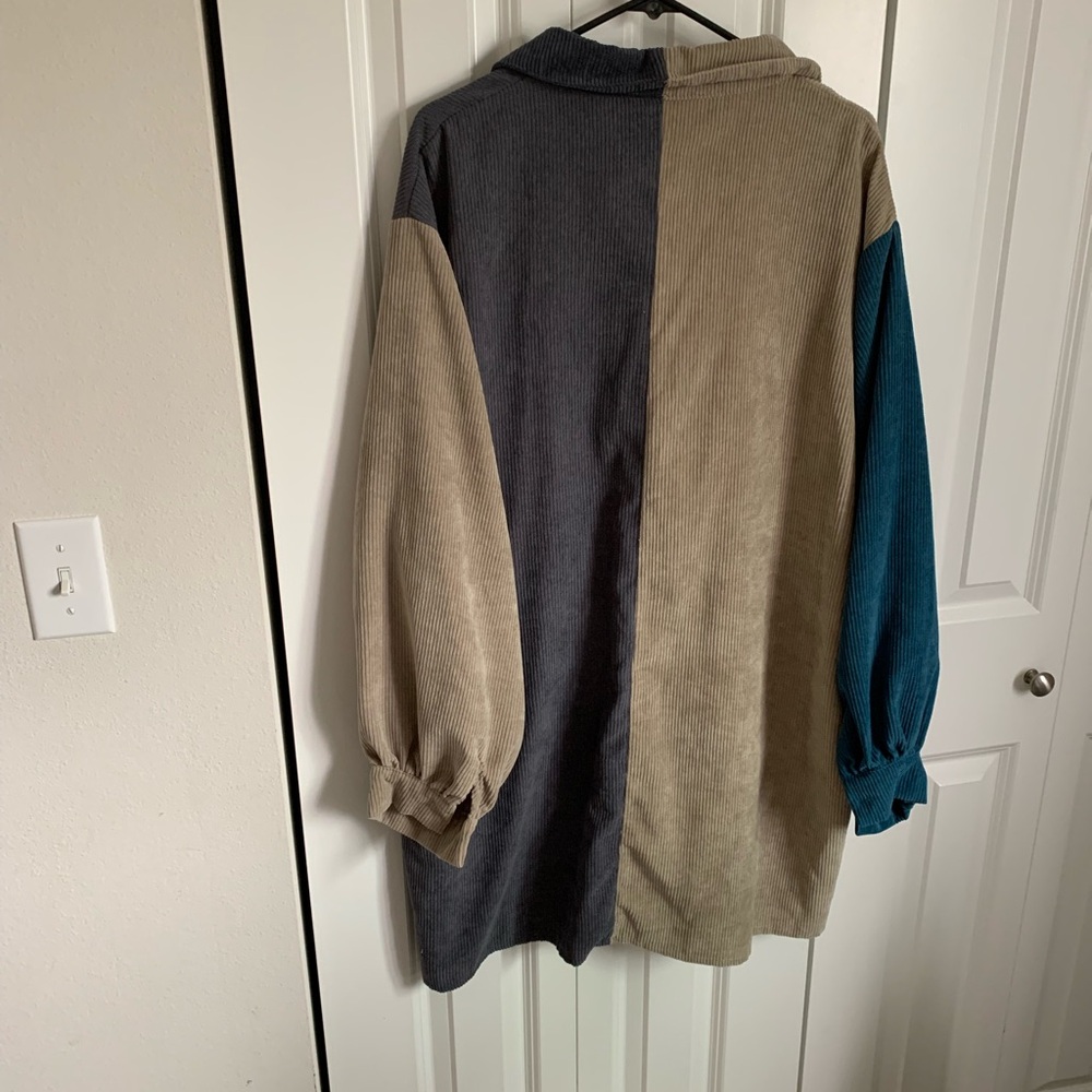 Nasty Gal Colorblock Long Sleeve Dress - Beige, Blue, Gray - Picture 7 of 9